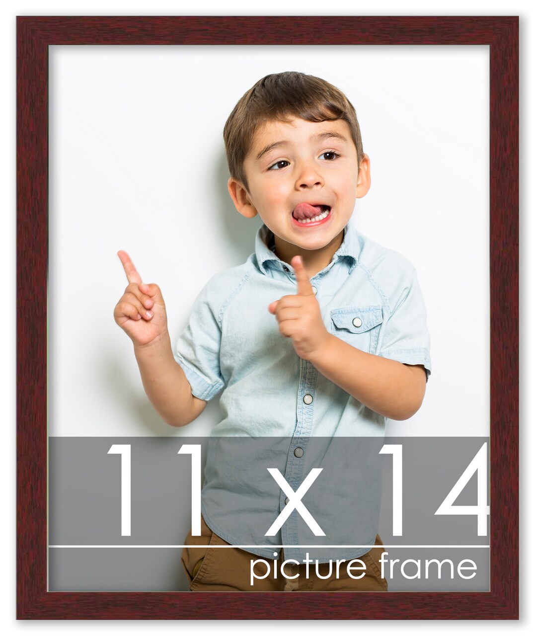 11x14 Solid Wood Picture Frame with UV-Resistant Acrylic & Acid-Free Backing, Available in 6 Finishes: Matte Black, Matte White, Metallic Bronze, Silver, Natural Wood Grain & Mahogany